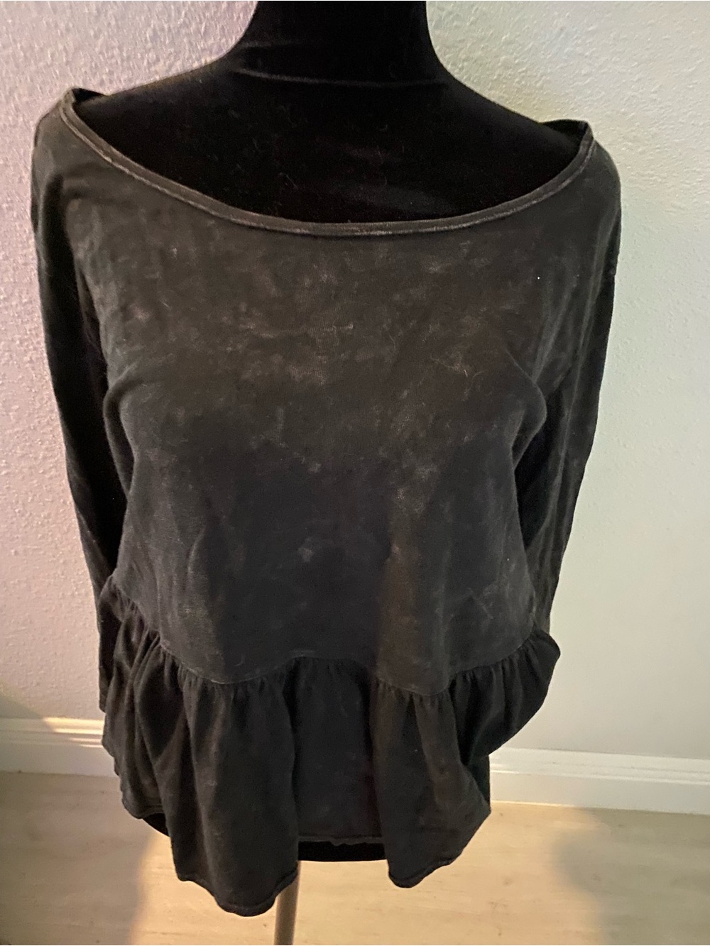 We The Free Black Peplum Long-Sleeve Tunic